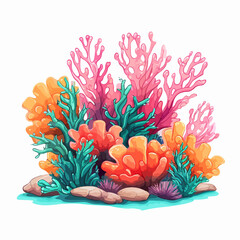 Beautiful Corals Under Sea Illustration