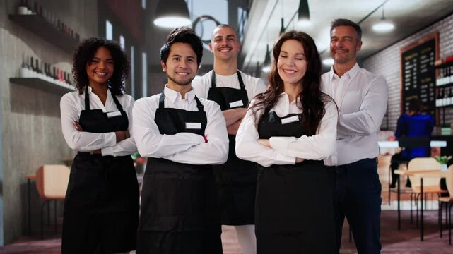 Coffee Shop Team Employees. Staff Group