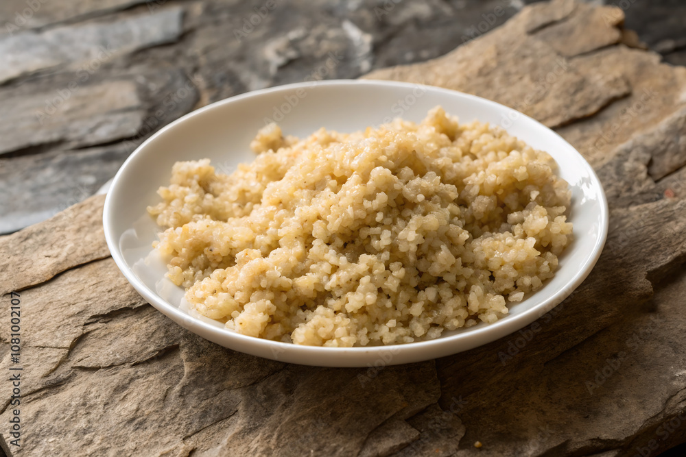 Poster quinoa in a plate on a stone background