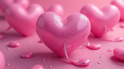 Fototapeta premium Balloon heart. Set of shiny pink balloons