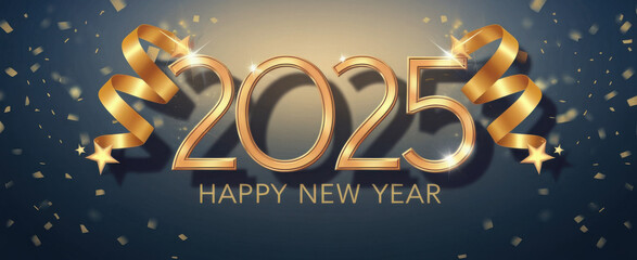 2025 Happy New Year Greeting Card Illustration