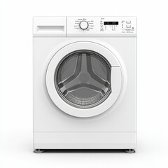 White washing machine with control panel.