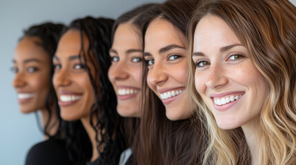 Fototapeta premium Women Smiling Together in Close-Up Portraits Celebrating Individuality