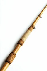 Naklejka premium Bamboo fishing rod on white background.