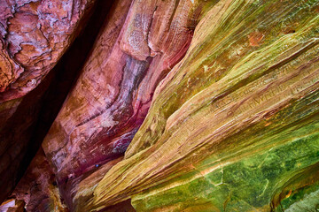 Layered Rock Formations in Hocking Hills Close-Up Perspective