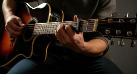 Obraz premium Acoustic guitar performance skilled musician