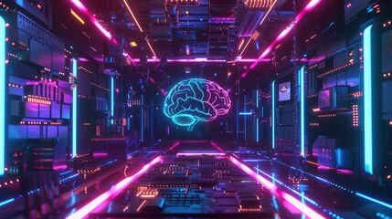 Artificial Intelligence brain and modern technology background