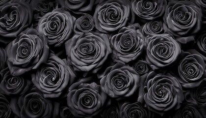 Elegant Black Roses in Bloom. Dramatic Valentine&rsquo;s Day Floral Arrangement Symbolizing Eternal Love and Mysterious Passion. Perfect for Gothic Themed Romantic Celebrations and Unique Gift Concepts