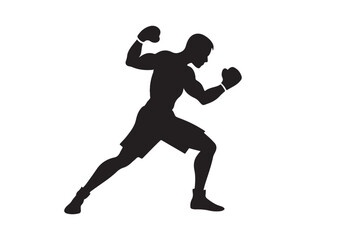 Boxing silhouette vector bundle illustration, Boxing silhouette 