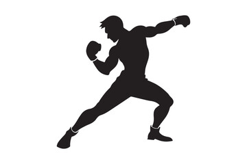 Boxing silhouette vector bundle illustration, Boxing silhouette 