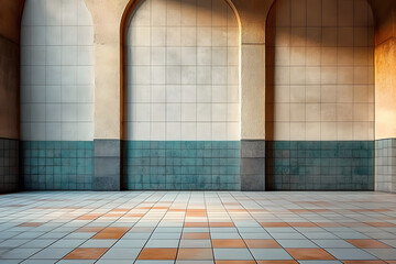 Old serene empty tile scene wall architecture backgrounds.