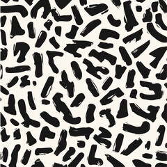 Chaotic black shapes form an abstract design on a white backdrop, trendy pattern for wallpaper, vector illustration adding visual interest.