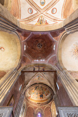 PAVIA, ITALY - SEPTEMBER 8, 2024: The cupola and ceiling of the church Basilica di San Michaele Maggiore 