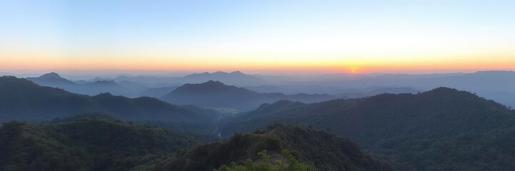 Distant hills and valleys in the Tung Bua Tong forest park at sunset, distant hills, wildlife sanctuary, outdoor scene