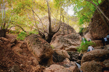 Climbing in a Rocky Autumn Landscape