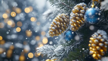 frosted pine branches