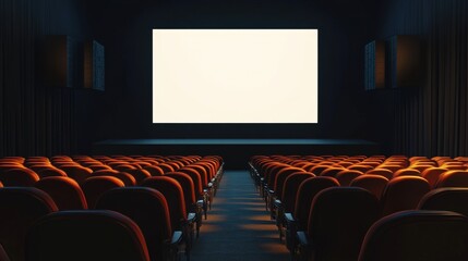 Fototapeta premium Empty Movie Theater with a Blank Screen