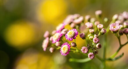 Obraz premium Vibrant close-up of pink wildflowers with soft background bokeh