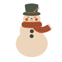 Illustration of a snowman in retro style.