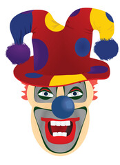 Isolated clown face. vector illustration