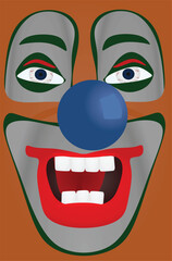 Isolated clown face. vector illustration