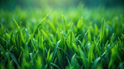 Obraz premium Close-up shot of lush, dark green grass with a subtle sheen to its surface, earthy tone, natural fiber