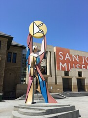 San Jose Museum of Art in Front of Modern Abstract Sculpture