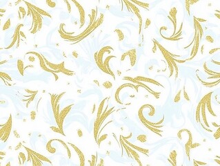 Fototapeta premium Gold Floral Pattern on White Background