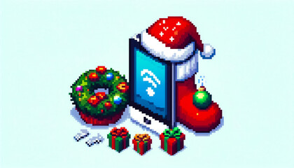 Illustration against light background with space for text, isometric