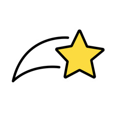 Star icon, golden star, shooting star, Christmas star, space,  Christmas icon, merry christmas, star with black stroke