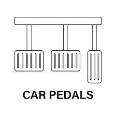 Car Pedals. Foot Pressing on Brake or Accelerator or Clutch Pedal Icon Symbol. Vector Illustration. 