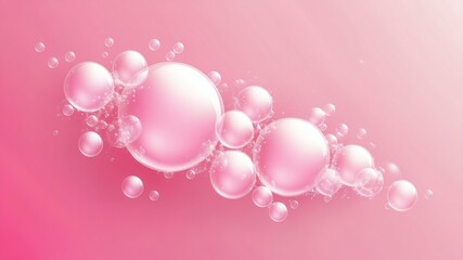 Aesthetic scattered transparent bubbles on pink to white gradient background