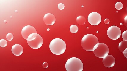Aesthetic scattered transparent bubbles on red to white gradient background