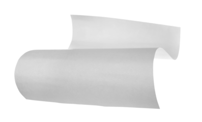 White paper flying, sheet falls and twists isolated on white, clipping path