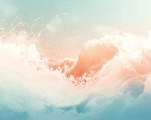 Fototapeta premium Abstract Splash Effect in Sky Blue and Terra Cotta: Light and Earthy Outdoor Design