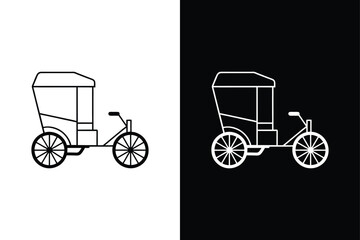 Rickshaw icon vector illustration on White Background Vector Art Illustration on white background.