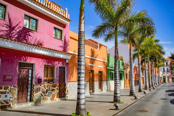 Colourful houses in the historic centre of Santa Cruz, Tenerife,