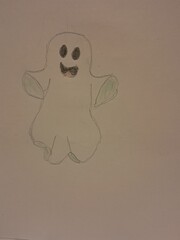 Drawing of a cute ghost Could be used as a card. Suitable for Halloween.