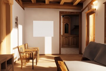 Cozy Minimalist Room Interior Design with Wooden Furniture and Natural Light