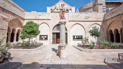 Obraz premium The Church of the Nativity of Jesus Christ timelapse hyperlapse. Palestin. The city of Bethlehem.