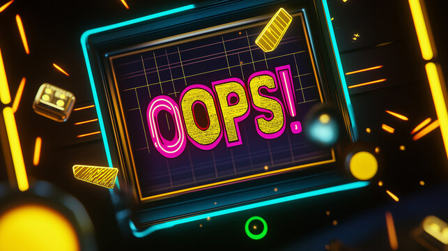 Animation of vintage video game screen with the letter OOPS!