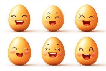 Fototapeta premium A set of smiling eggs with different expressions