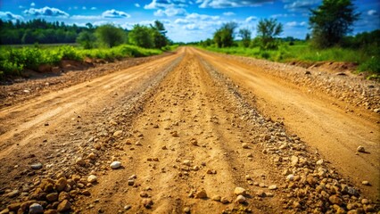 Naklejka premium Dirt road with rough, uneven texture of compacted earth and loose gravel, terrain, uneven, loose gravel