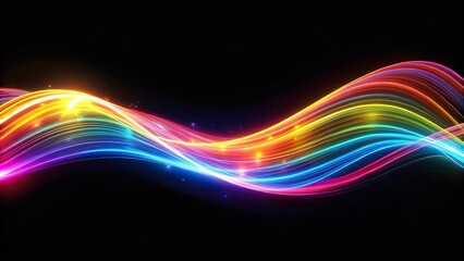 Colorful wave of light against black background