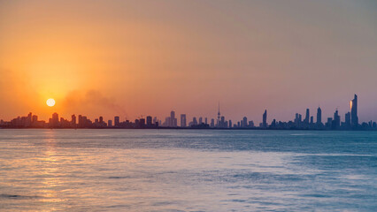 Kuwait cityscape during the sunset timelapse