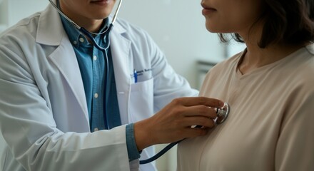 Close-up of doctor performing stethoscope exam on patient