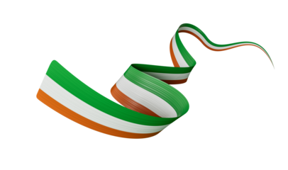 3d Flag of Ireland Country, 3d Wavy Ribbon isolated on White Background, 3d illustration