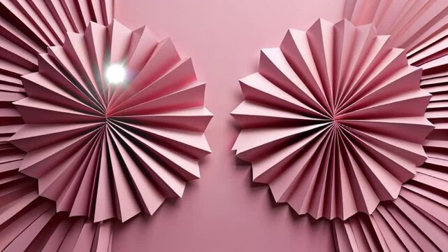 Elegant pink paper rosettes arranged on a textured pink background for trendy decor