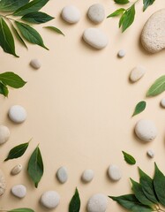 Stones & leaves on beige