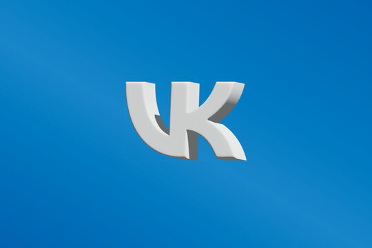 vk vkontakte logo icon, vk social network in 3d rendering. eps
